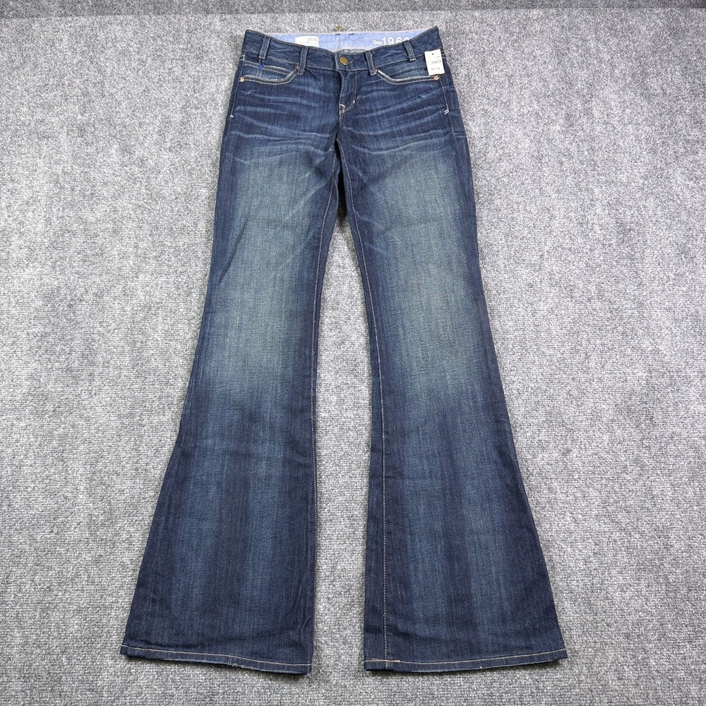Gap 1969 Womens Flare Jeans 25/0 Low Rise Y2K Deadstock Dark Wash Stretch NWT